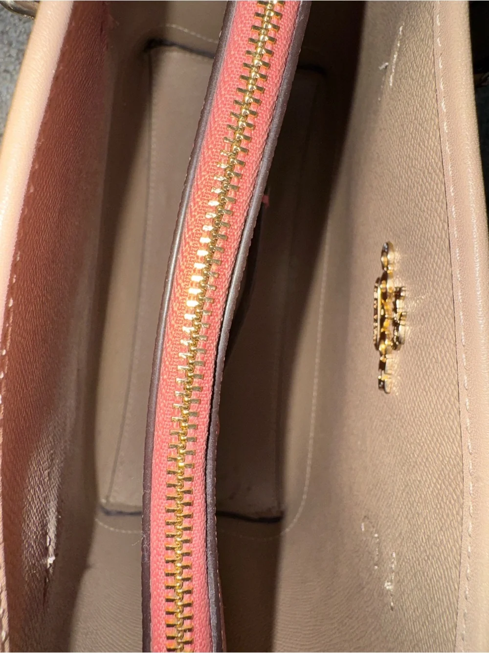 COACH Heritage Signature Horse Stripe Tote Pink & Beige